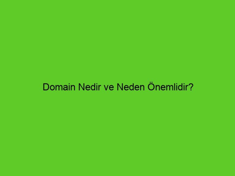 Domain Nedir Ve Neden Önemlidir?