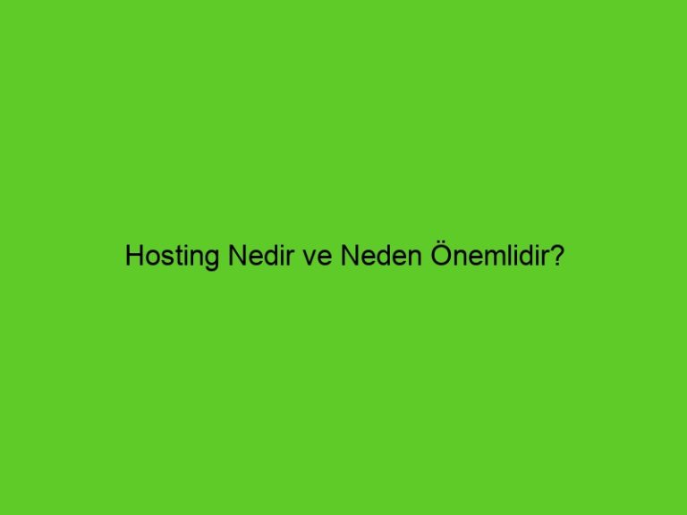 Hosting Nedir Ve Neden Önemlidir?