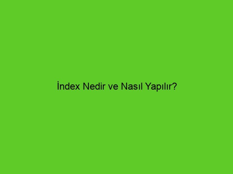 İndex Nedir Ve Nasıl Yapılır?