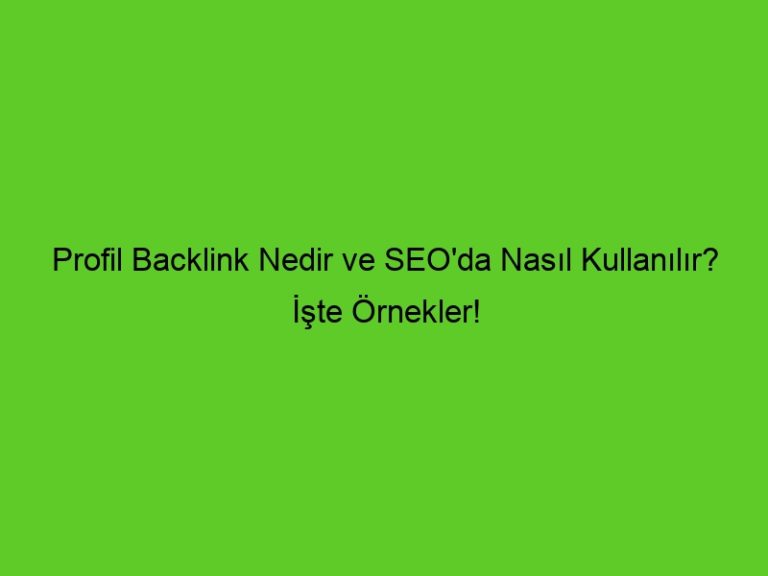 Profil Backlink Nedir Ve Seo’Da Nasıl Kullanılır?